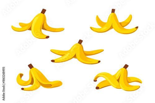Bright yellow banana peels scattered on a golden background
