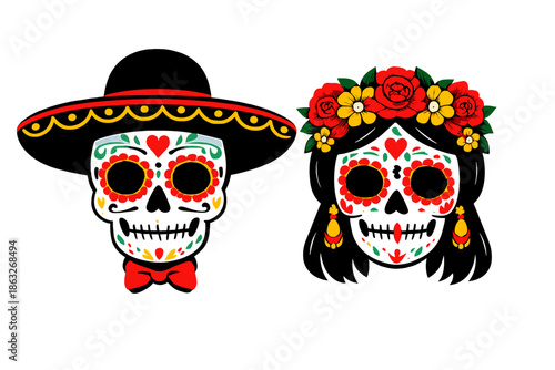 Day of the Dead Couple Sugar Skulls