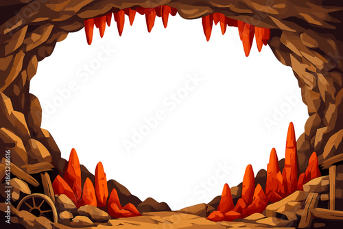 Mysterious Cave Entrance with Glowing Crystals