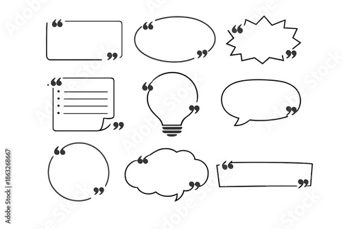Collection of quotation marks and speech bubbles