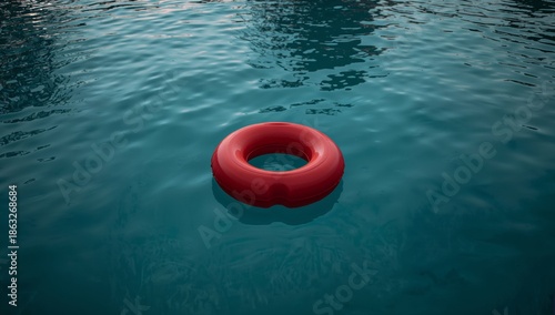 Bright Red Float Ring in Clear Water of a Pool During Daytime