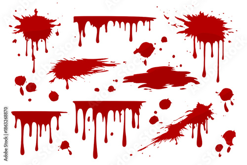 Dark Red Blood Splatter and Drips Texture Background