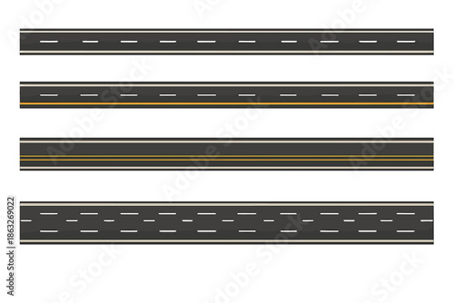 Collection of stylized road textures with different markings