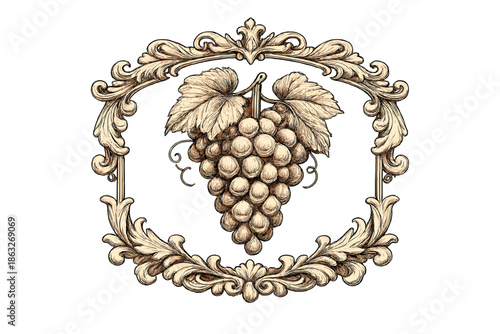 Ornate Grape Cluster with Decorative Frame