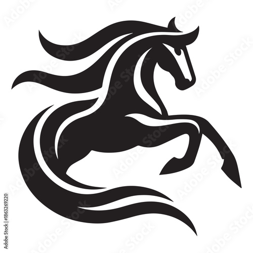 Horse Silhouette Vector Art | Majestic Black & White Equine Graphic