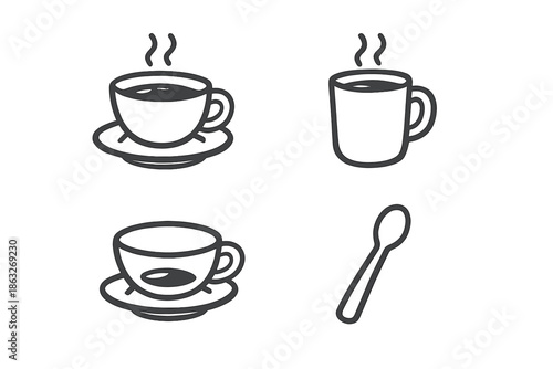Coffee icons on a gray background
