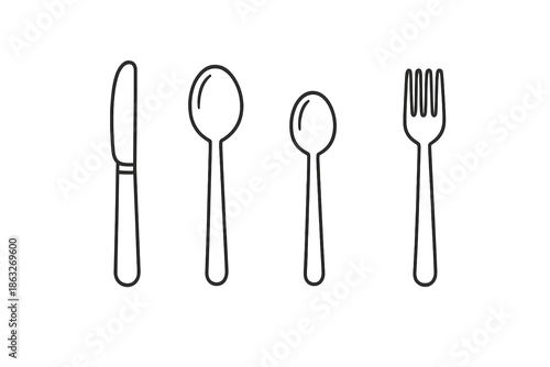Minimalist cutlery outline on a grey background