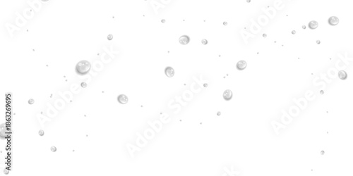 Transparent Water Drops on Isolated Transparent Background with Realistic Liquid Water Droplets Top View Condensation Effect Fresh Cool Wet Spray Bubble Splash Surface Pattern