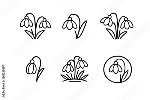 Snowdrop Flower Icon Set