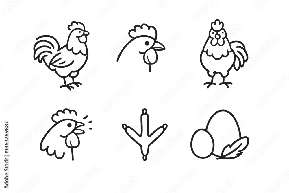 Naklejka premium Chicken Icons Set