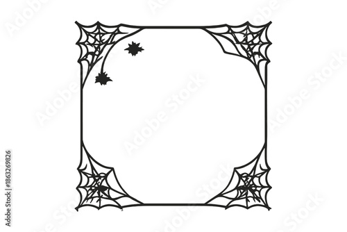 Halloween Spider Web Frame with Spiders
