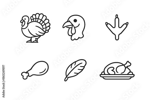 Turkey Icons Collection on Black Background