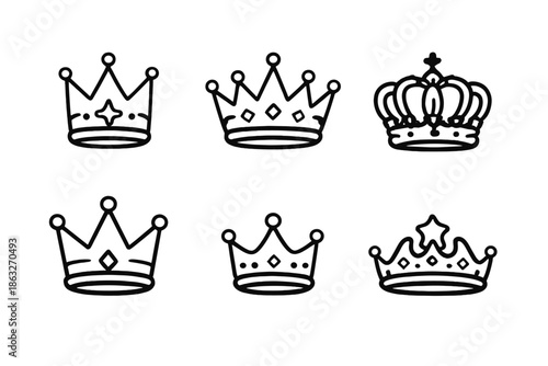 Collection of Crown Icons on Dark Background