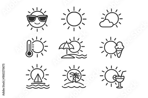 Collection of Summer and Sun Icons