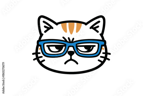 Grumpy Cat Wearing Blue Nerd Glasses Sticker