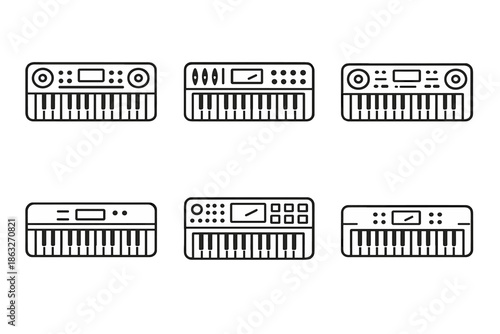 Set of six abstract synthesizer icons