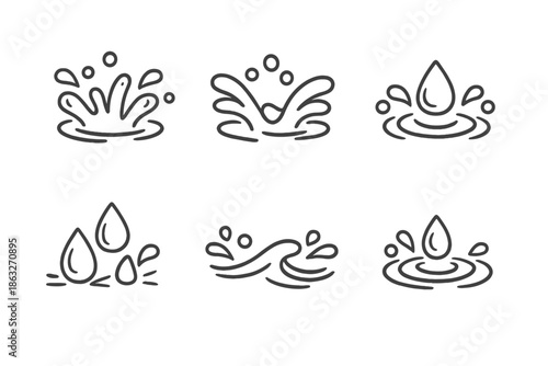 Water Splash and Drop Icons Set