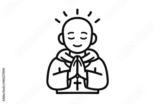 Monk Praying with Halo Icon