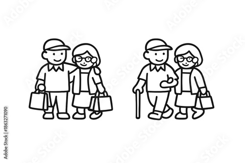 Elderly Couple Walking Together