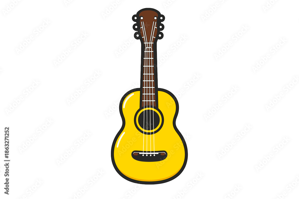 Fototapeta premium Acoustic Guitar with Yellow Body on Gradient Background