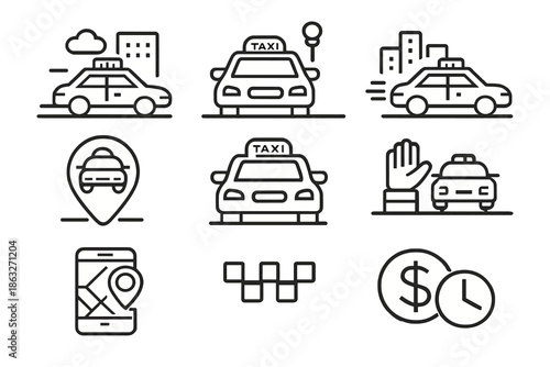 Taxi service icons collection