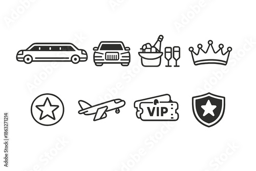 Luxury Icons Set on Gold Background
