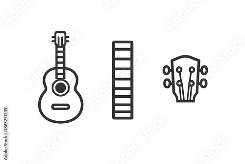 Guitar elements on dark background