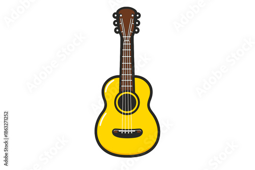Acoustic Guitar with Yellow Body on Gradient Background