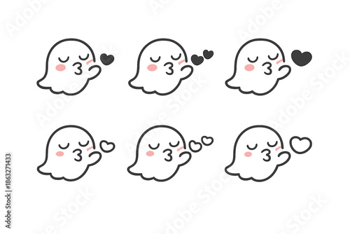 Cute Ghosts Sending Kisses