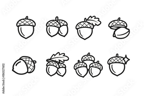 Set of Eight Acorn Icons