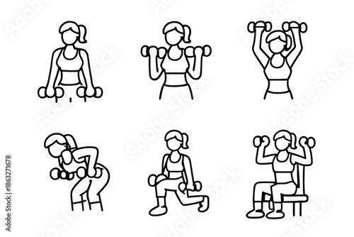 Woman Exercising with Dumbbells