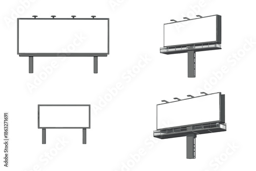 Four blank billboards on a gradient background