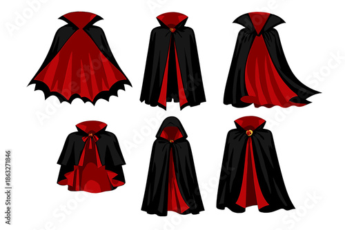 Collection of black and red vampire capes
