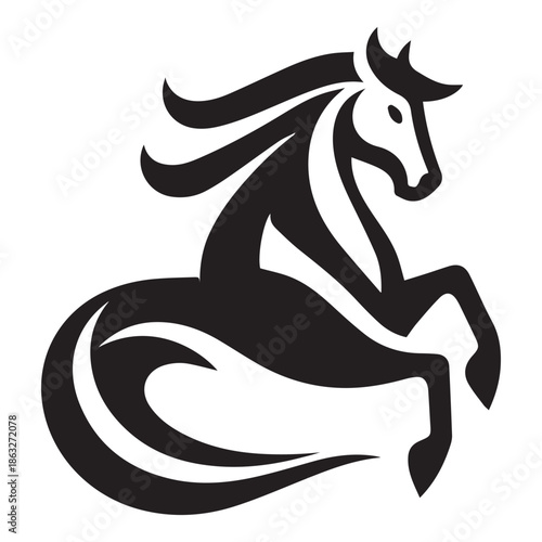 Horse Silhouette Vector Art | Majestic Black & White Equine Graphic