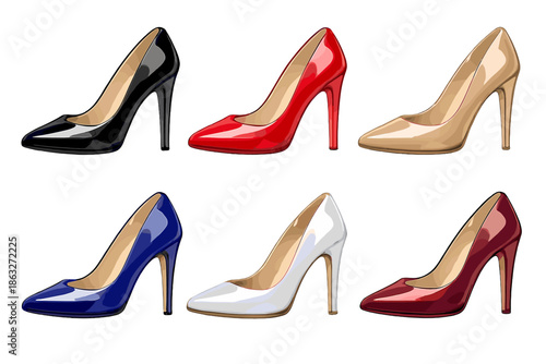 Collection of Six Elegant High Heel Shoes in Various Colors
