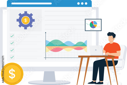 Business analyst data analysis financial reporting digital dashboard business optimization market research workflow process online work productivity concept investment planning