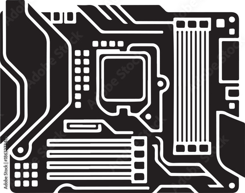 silhouette vector of computer circuit board