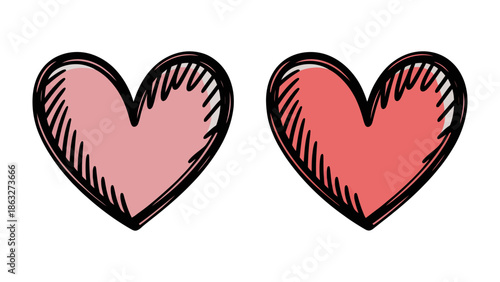 Heartfelt Duo: A tender display of love and affection, featuring two charming heart-shaped illustrations, exuding warmth and tenderness. 