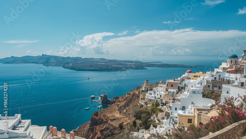 View of Santorini Island With Blue Waters and White Buildings During Daylight