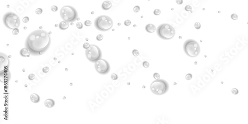 Transparent Water Drops on Isolated Transparent Background with Realistic Liquid Water Droplets Top View Condensation Effect Fresh Cool Wet Spray Bubble Splash Surface Pattern
