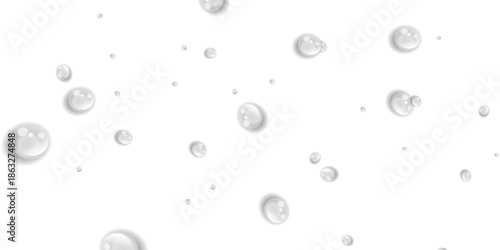 Transparent Water Drops on Isolated Transparent Background with Realistic Liquid Water Droplets Top View Condensation Effect Fresh Cool Wet Spray Bubble Splash Surface Pattern