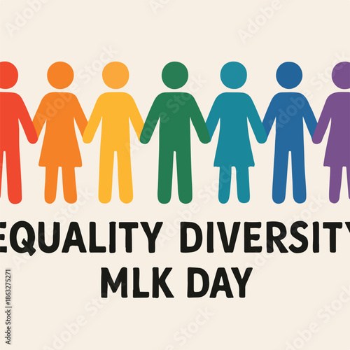 A Rainbow-Colored Human Chain Representing Equality and Diversity on MLK Day