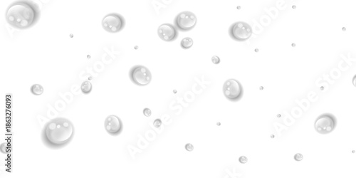 Transparent Water Drops on Isolated Transparent Background with Realistic Liquid Water Droplets Top View Condensation Effect Fresh Cool Wet Spray Bubble Splash Surface Pattern