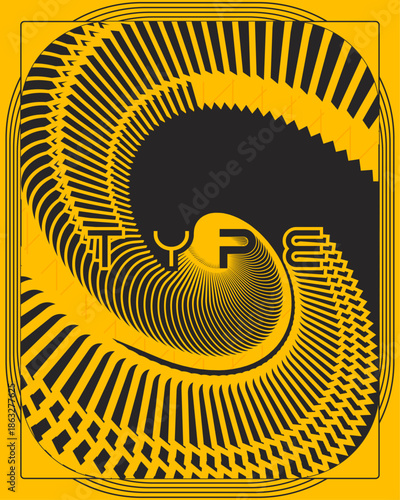 Abstract Spiral Type Poster With Hypnotic Visual Depth
