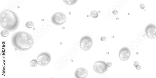 Transparent Water Drops on Isolated Transparent Background with Realistic Liquid Water Droplets Top View Condensation Effect Fresh Cool Wet Spray Bubble Splash Surface Pattern