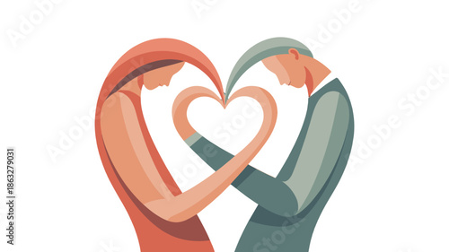 Two individuals create a heart shape with their hands.