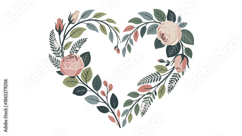 A delicate heart-shaped floral arrangement.