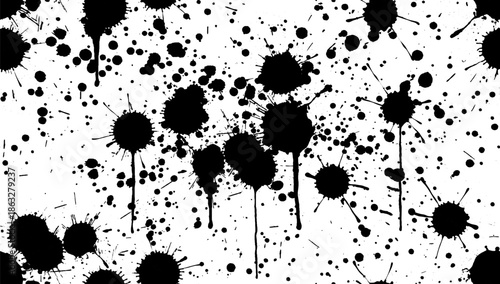 Seamless paint spray paint splashes, smudges. Vector ink drips, spots, brush drops or blot. Graffiti inky splatters, inkblot spots. Paintbrush splotch, liquid blob. Splash stains, dusty speckle effect