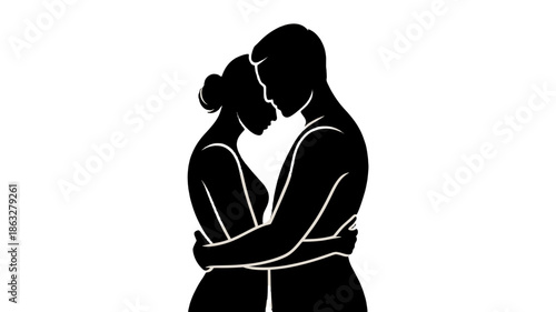 An intimate embrace between a couple.