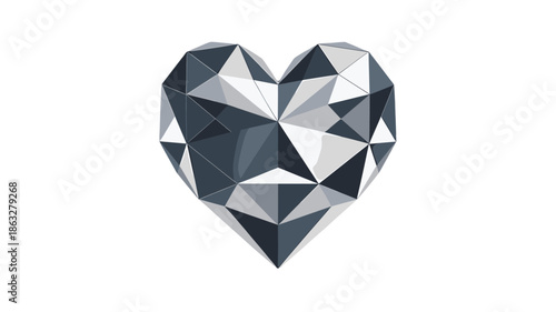 A geometric heart shape with crystal-like facets, embodying love and admiration.